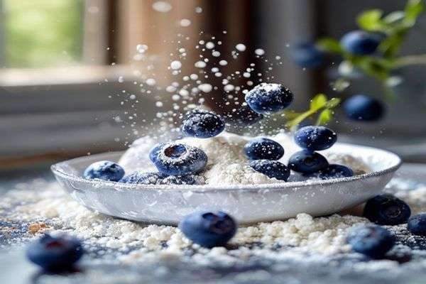 Blueberries tossed in flour
