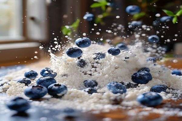 Blueberries tossed in flour