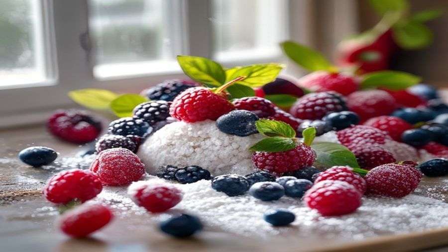 Step 1 — Mix gently, flour the berries