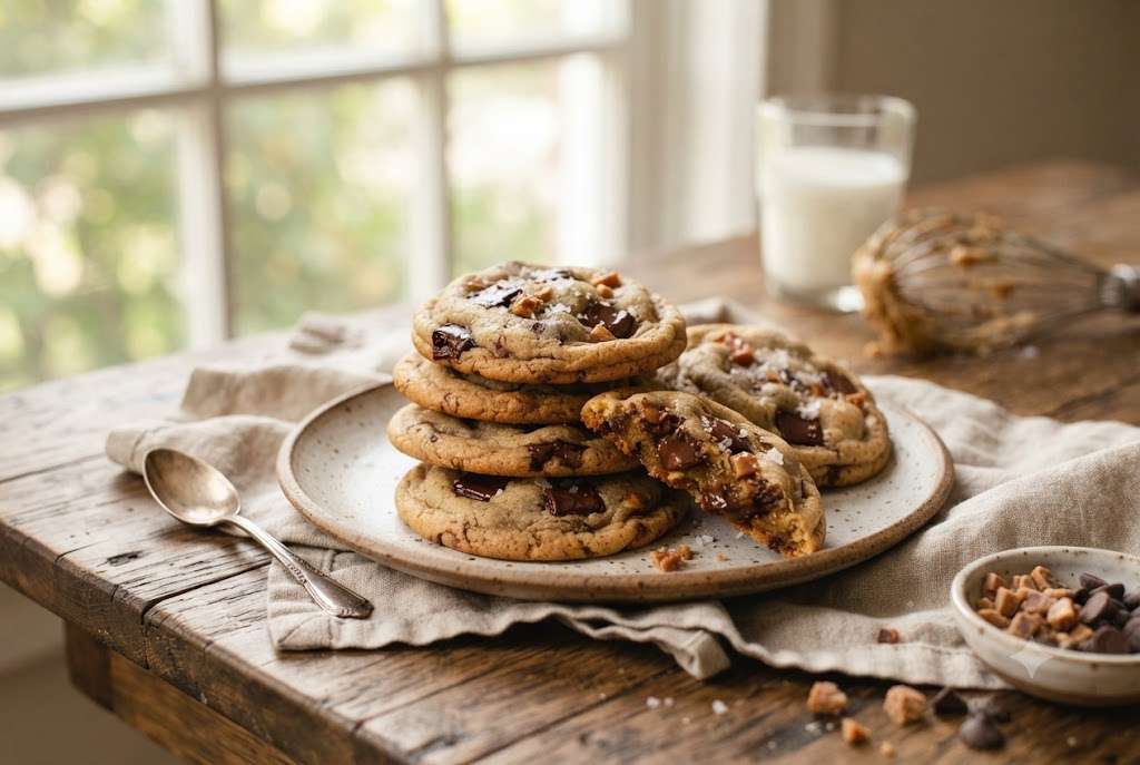 Brown butter toffee chocolate chip cookies