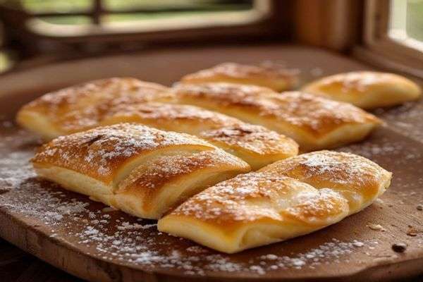 Cinnamon sugar spread over rolled dough