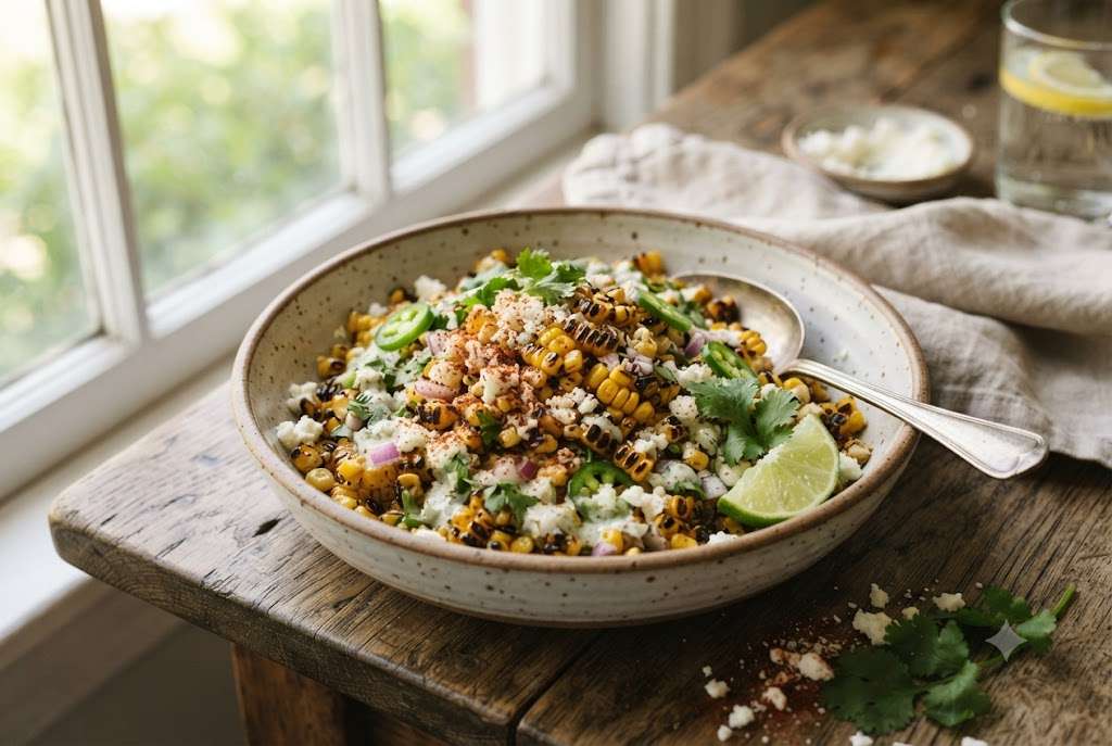Charred corn and cotija salad