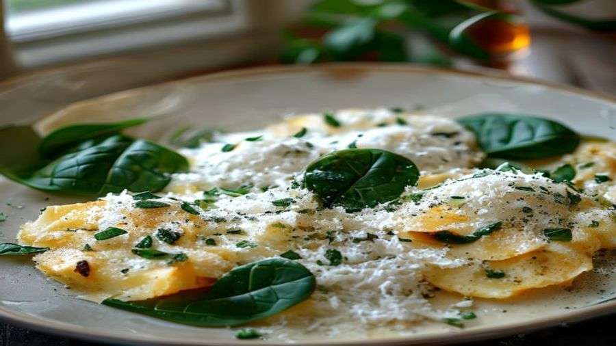 Step 3 — Finish with parmesan and spinach