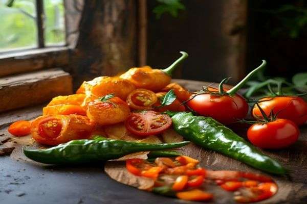 Ginger, green chilli and tomatoes