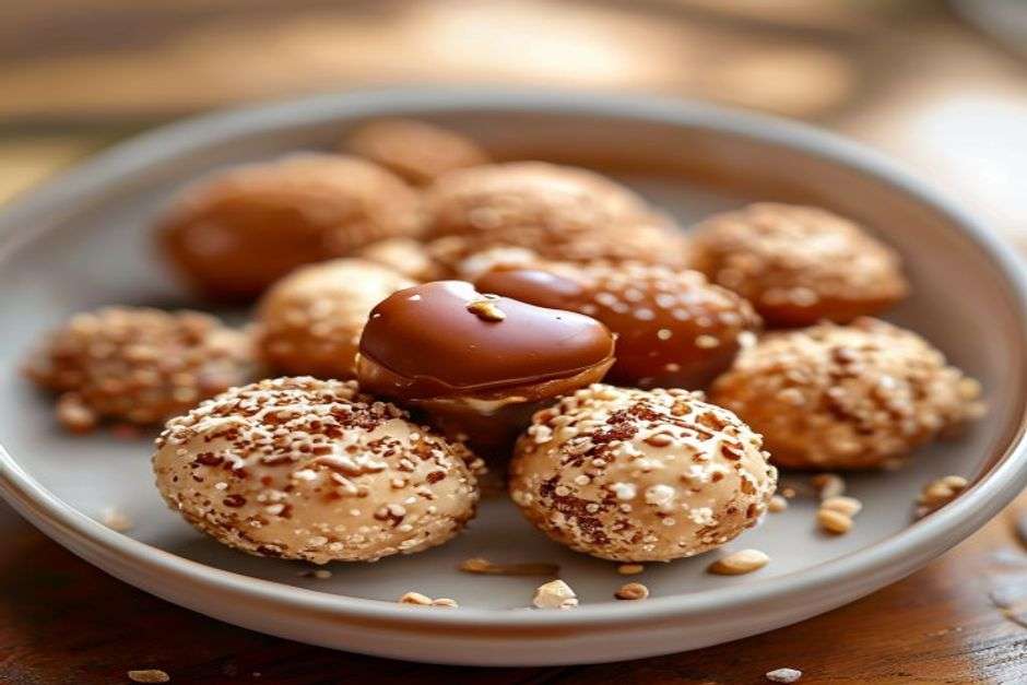 Peanut butter blossoms with a chocolate kiss in the centre