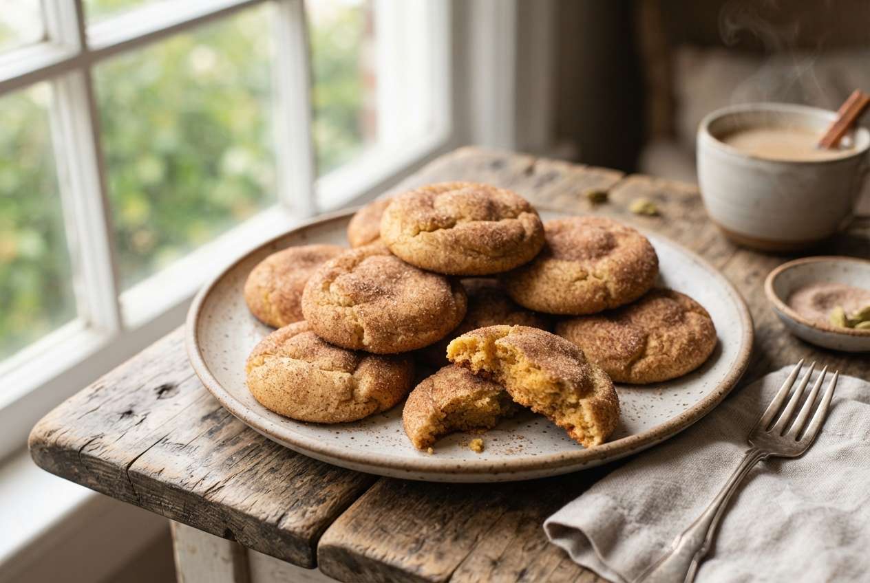 Cardamom chai snickerdoodles rolled in cinnamon sugar